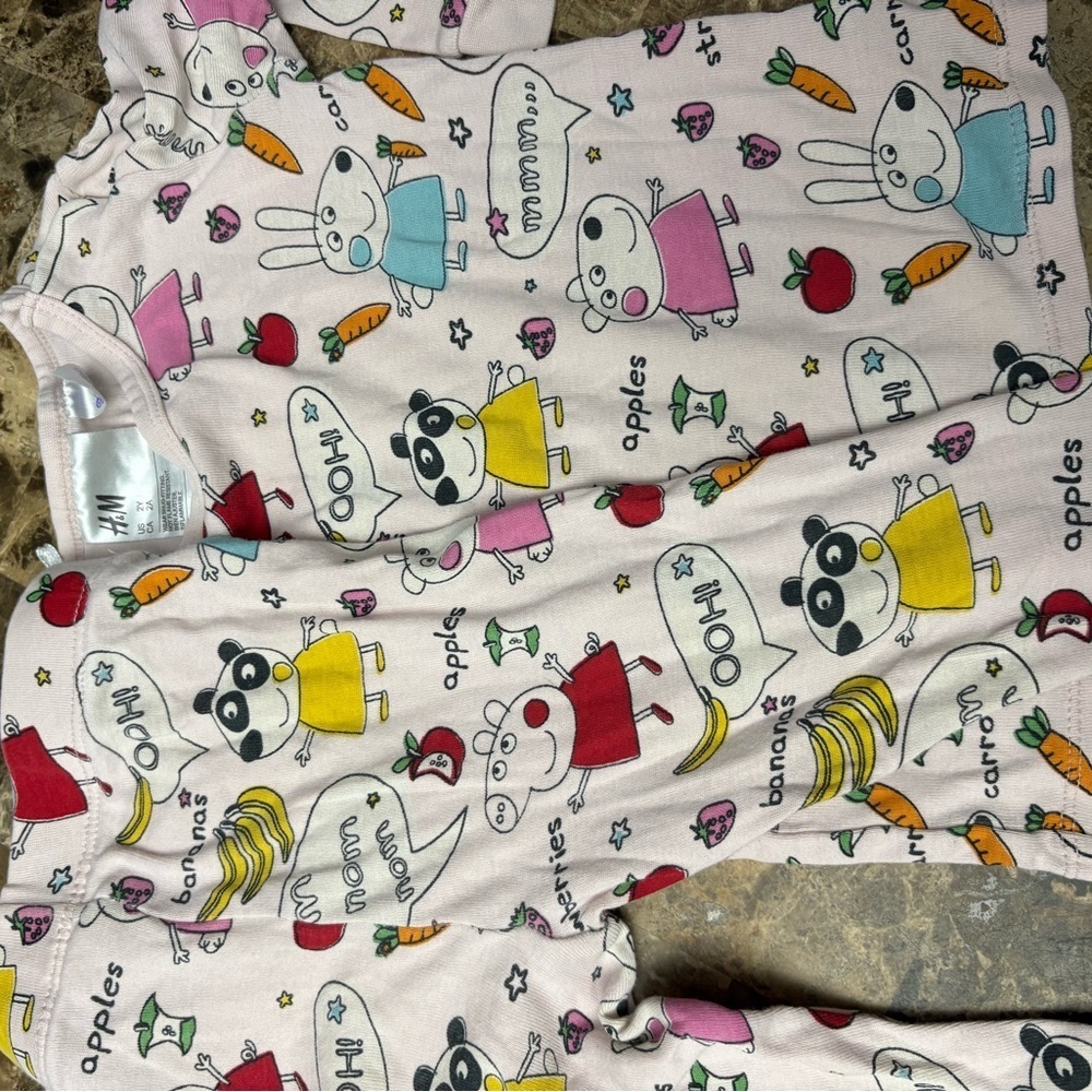 H&M Pink Bunny & Fruit Print Kids Pajama Set - Picture 6 of 6